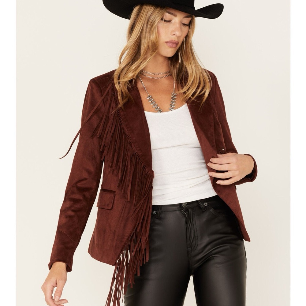 Shyanne Rust Fringe Blazer